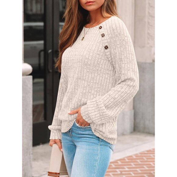 Womens Long Sleeve Tshirts Casual Tunic Work Tops Fall Plus Size Sweaters Date N - Picture 3 of 6